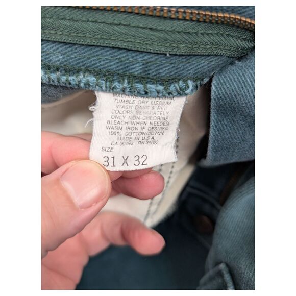 LEE Green Denim Jeans Tapered Leg Made in USA - Picture 10 of 15